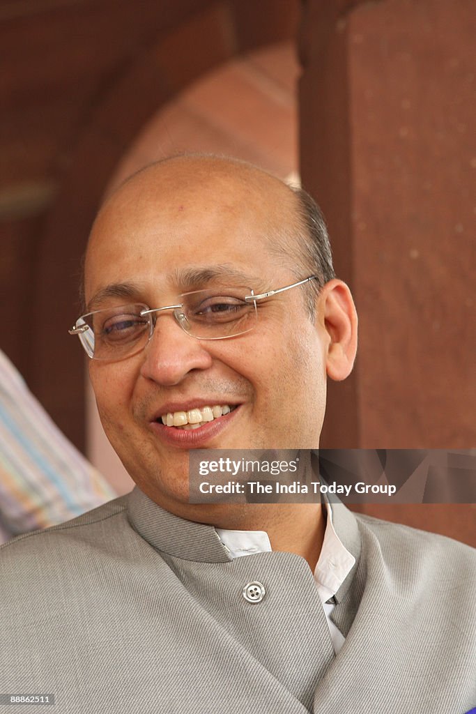 Abhishek Manu Sanghvi, Congress Spokesperson at Parliament House in New Delhi, India ( Abhishek Manu Singhvi, Parliament Session Oct-Dec-2008 )