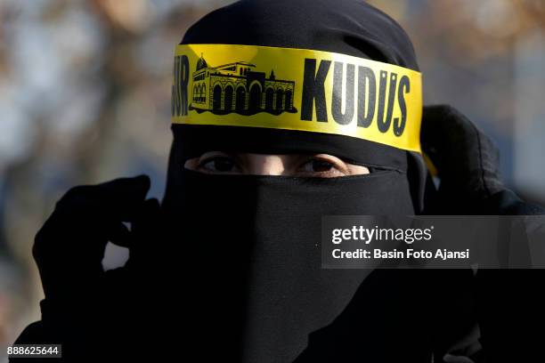 Protestors shout slogans against US President Donald Trump during a protest against the Israel and US after Friday prayer in Ankara, Turkey.