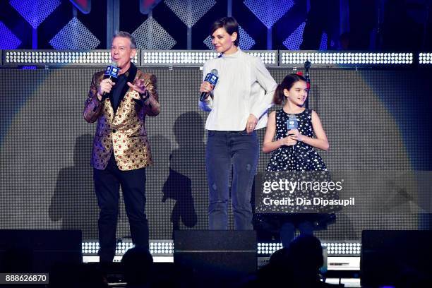 Elvis Duran, Katie Holmes and Suri Cruise speak performs onstage at the Z100's Jingle Ball 2017 on December 8, 2017 in New York City.