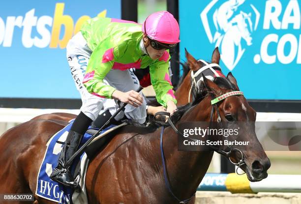 Jockey Ben Allen rides Tried And Tired to win race 5, the Stabil-Lime Group Handicap during Melbourne Racing at Racing.com Park on December 9, 2017...