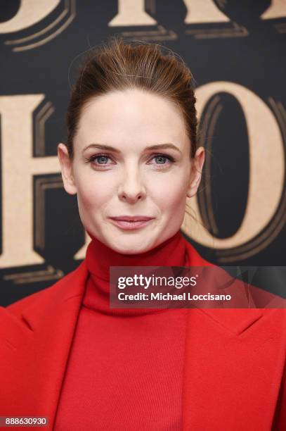 Actress Rebecca Ferguson attends the "The Greatest Showman" World Premiere aboard the Queen Mary 2 at the Brooklyn Cruise Terminal on December 8,...