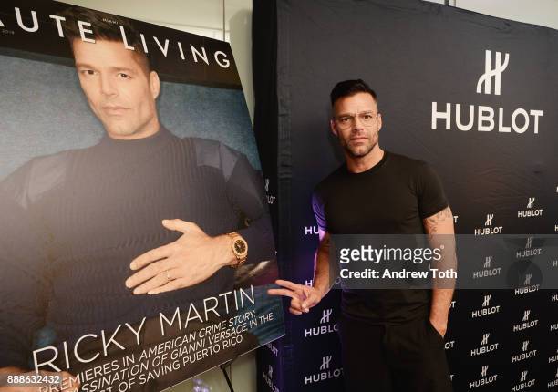 Ricky Martin attends Hublot and Haute Living's annual Hublot Loves Art dinner celebrating Richard Orlinski with Ricky Martin at Perez Art Museum...