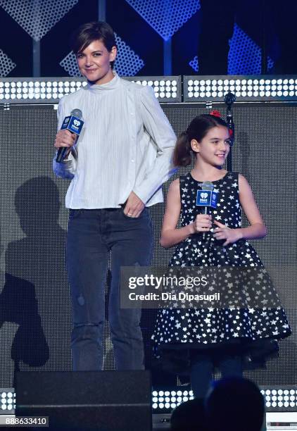 Katie Holmes and Suri Cruise speak performs onstage at the Z100's Jingle Ball 2017 on December 8, 2017 in New York City.