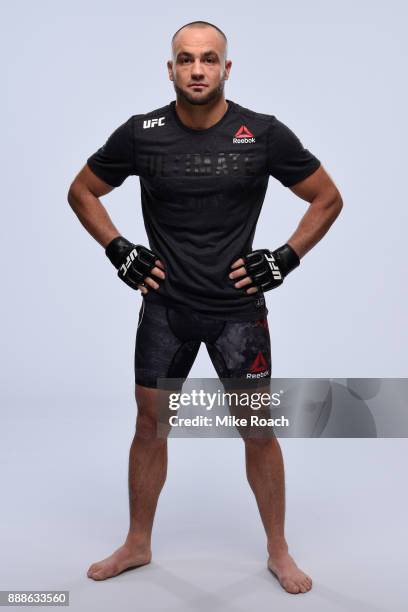 Eddie Alvarez poses for a portrait during a UFC photo session on November 29, 2017 in Detroit, Michigan.