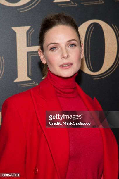 Actress Rebecca Ferguson attends the "The Greatest Showman" World Premiere aboard the Queen Mary 2 at the Brooklyn Cruise Terminal on December 8,...