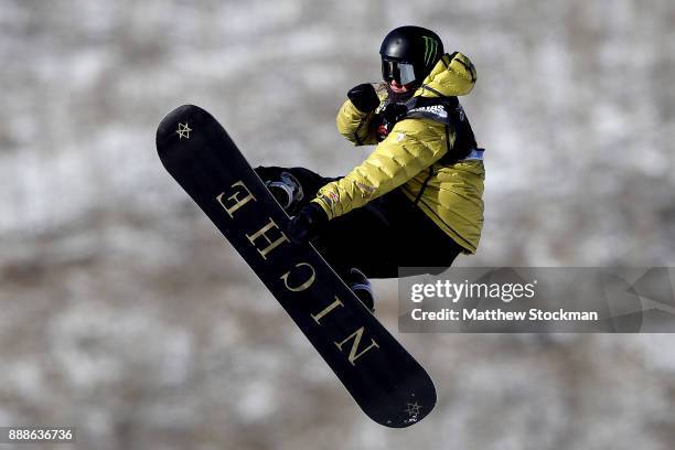 Inaqui Irrarazazal of Chile competes in qualifying for the FIS World Cup 2018 Men's Snowboard Big Air during the Toyota U.S. Grand Prix on December...