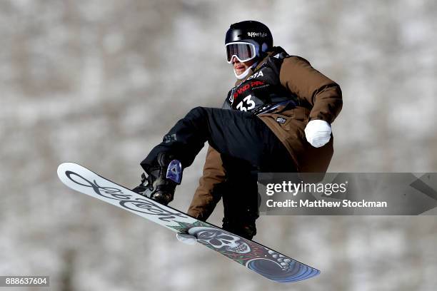 Mans Hedbereg oif Sweden competes in qualifying for the FIS World Cup 2018 Men's Snowboard Big Air during the Toyota U.S. Grand Prix on December 8,...