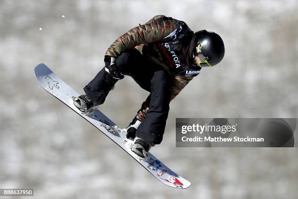 Clemens Millauer of Austria competes in qualifying for the FIS World Cup 2018 Men's Snowboard Big Air during the Toyota U.S. Grand Prix on December...