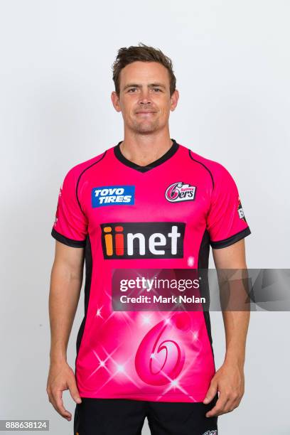 Steve O'Keefe poses during the Sydney Sixers BBL headshots session at Sydney Cricket Ground on December 9, 2017 in Sydney, Australia.