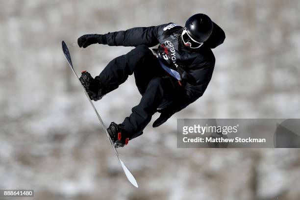 Nik Baden of the United States competes in qualifying for the FIS World Cup 2018 Men's Snowboard Big Air during the Toyota U.S. Grand Prix on...