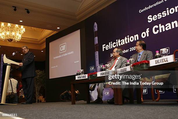 Vayalar Ravi, Union Cabinet Minister for Overseas Indian Affairs addressing a Press conference in New Delhi, India.