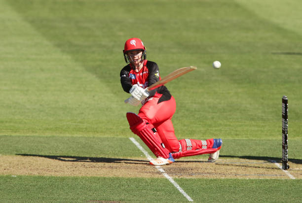 Jess Duffin of the Renegades bats during the Women's Big Bash League WBBL match between the Melbourne Renegades and the Sydney Thunder at North...