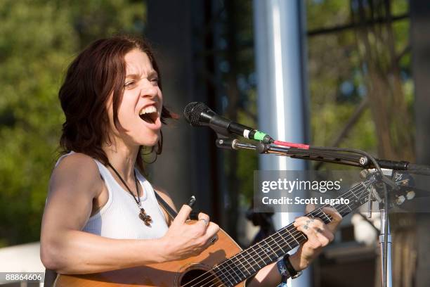 Ani DiFranco performs during the 2009 Rothbury Music Festival>> at the Rothbury Music Festival Grounds on July 5, 2009 in Rothbury, Michigan.