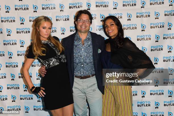 Paris Hilton, Founder & Chief Butler of Photo Butler, Andy Goldfarb and Rosario Dawson attend Rosario Dawson Hosts The Launch Of Photo Butler At Art...