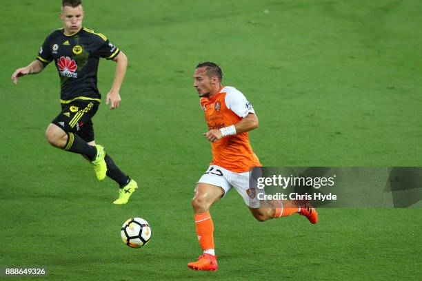 Eric Bautheac of the Roar controls the ball during the round 10 A-League match between the Brisbane Roar and the Wellington Phoenix at Cbus Super...