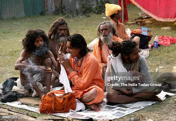 Hindu pilgrims at Ganga Sagar Mela in Kolkata, West Bengal, India