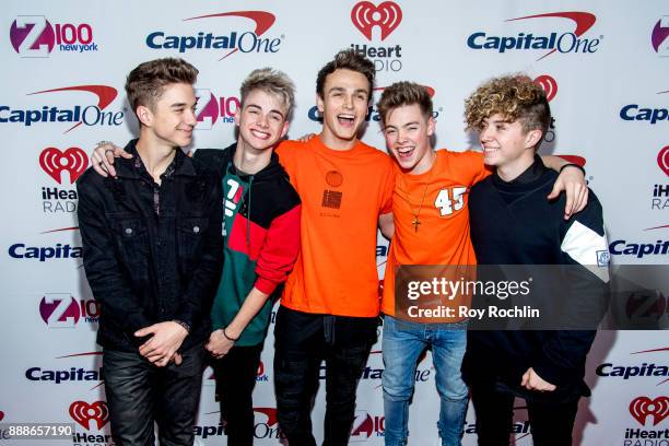 Daniel Seavey, Corbyn Besson, Jonah Marais, Zach Herron and Jack Avery of Why Don't We attend Z100's iHeartRadio Jingle Ball 2017 at Madison Square...