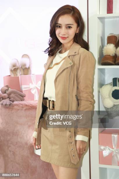 Actress Angelababy attends the promotional event for UGG on December 8, 2017 in Shanghai, China.