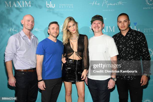 Sean Driscoll, Nick Larkins, Joy Corrigan, Matt Kessler and Daniel George attend the Maxim December Miami Issue Party Presented by blu on December 8,...