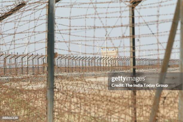Aerial View of Indo-Pakistan Border Post at Kutch and Banaskantha in Gujarat, India