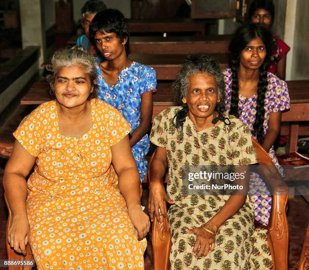 Women with mental and physical disabilities at the Karuna Nilayam Church of Ceylon social welfare center in Killinochchi, Sri Lanka. The Karuna...