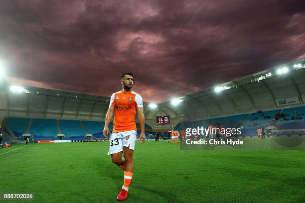 Petros Skapetis of the Roar leaves the field after a draw during the round 10 A-League match between the Brisbane Roar and the Wellington Phoenix at...