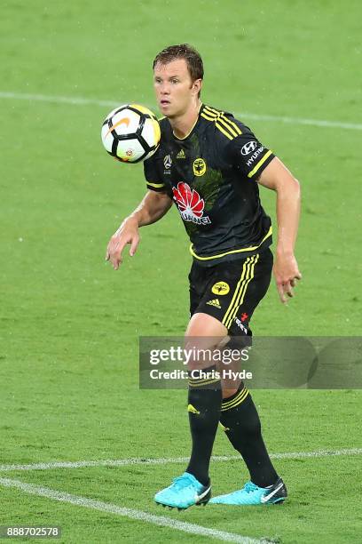 Daniel Mullen of the Phoenix controls the ball during the round 10 A-League match between the Brisbane Roar and the Wellington Phoenix at Cbus Super...