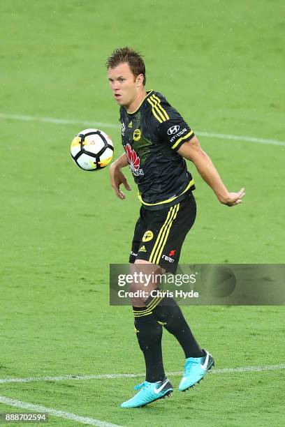 Daniel Mullen of the Phoenix controls the ball during the round 10 A-League match between the Brisbane Roar and the Wellington Phoenix at Cbus Super...