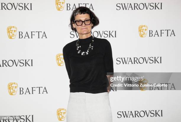 Costume designer Alexandra Byrne poses after her Masterclass on day four of the 14th annual Dubai International Film Festival held at the Madinat...