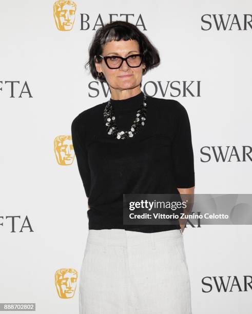 Costume designer Alexandra Byrne poses after her Masterclass on day four of the 14th annual Dubai International Film Festival held at the Madinat...