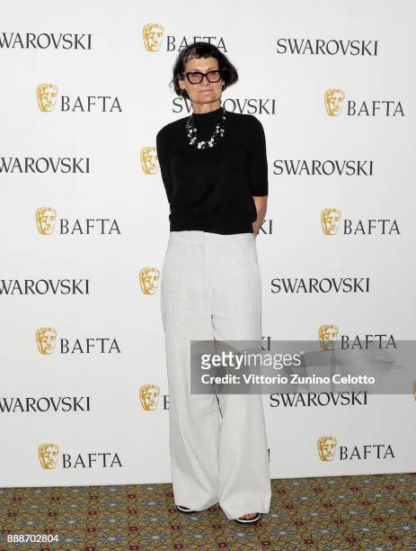 Costume designer Alexandra Byrne poses after her Masterclass on day four of the 14th annual Dubai International Film Festival held at the Madinat...