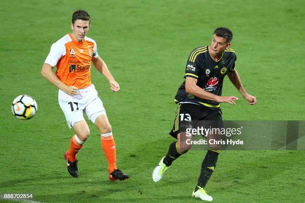 Marco Rossi of the Phoenix kicks during the round 10 A-League match between the Brisbane Roar and the Wellington Phoenix at Cbus Super Stadium on...