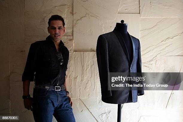 Fashion Designer Troy Costa with his Creation at his Studio in Mumbai, Maharashtra, India.