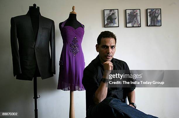 Fashion Designer Troy Costa with his Creation at his Studio in Mumbai, Maharashtra, India.