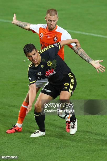 Andrew Kaluderovic of the Phoenix controls the ball during the round 10 A-League match between the Brisbane Bullets and the Wellington Phoenix at...