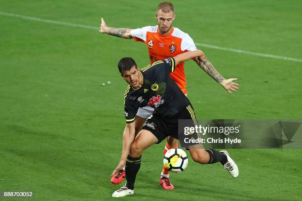 Andrew Kaluderovic of the Phoenix controls the ball during the round 10 A-League match between the Brisbane Bullets and the Wellington Phoenix at...