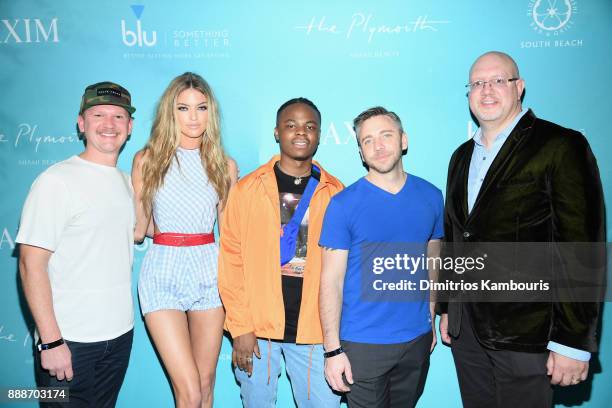 Matt Kessle, Martha Hunt, Daye Jack, Nick Larkins and Robert Price attend the Maxim December Miami Issue Party Presented by blu on December 8, 2017...