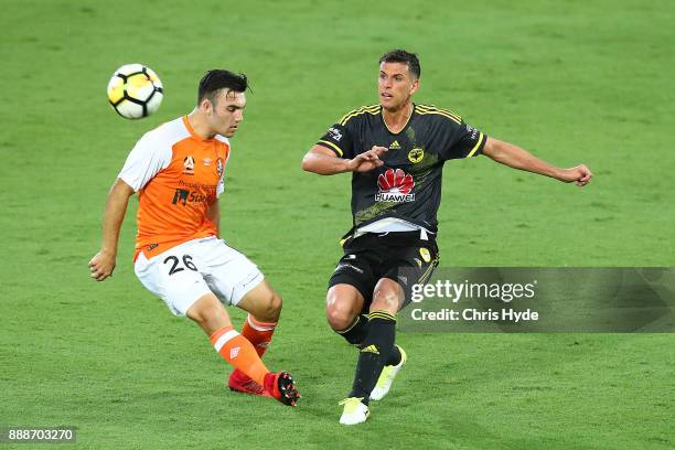 Marco Rossi of the Phoenix kicks during the round 10 A-League match between the Brisbane Roar and the Wellington Phoenix at Cbus Super Stadium on...