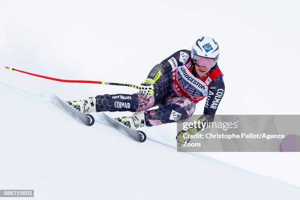 Tina Weirather of Liechtenstein in action during the Audi FIS Alpine Ski World Cup Women's Super G on December 9, 2017 in St Moritz, Switzerland.