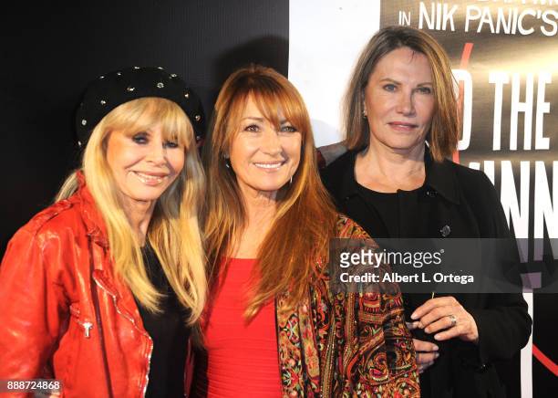 Actresses Britt Ekland, Jane Seymour and Maud Adams arrive for the Premiere Of "And The Winner Isn't" at Laemmle Music Hall on December 8, 2017 in...