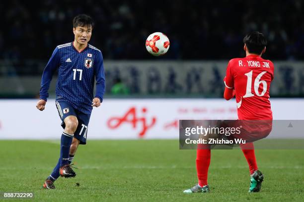 Konno Yasuyuki of Japan in action during the EAFF E-1 Men's Football Championship between Japan and North Korea at Ajinomoto Stadium on December 9,...