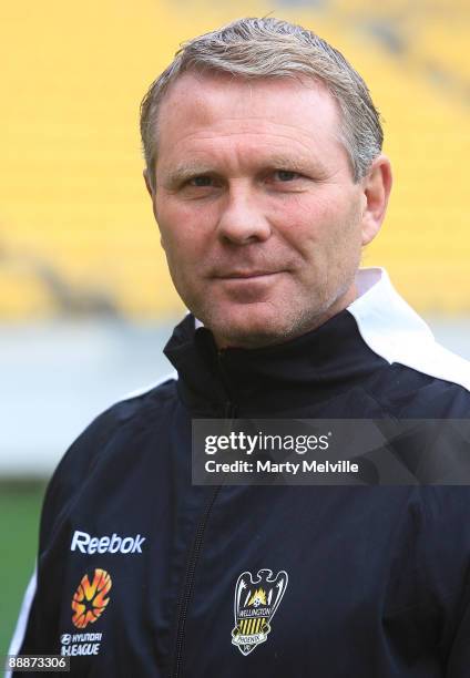 Ricki Herbert head coach of the Phoenix poses during the Wellington Phoenix A-League Kit Launch at Westpac Stadium on July 7, 2009 in Wellington, New...