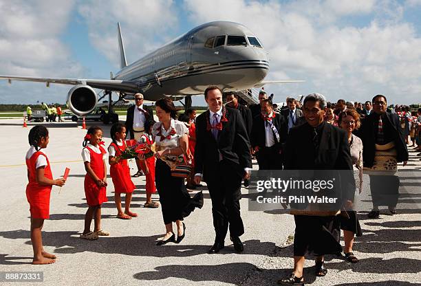 New Zealand Prime Minister John Key and his wife Bronagh Key arrive at the Fua'amotu International Airport on July 7, 2009 in Nuku'alofa, Tonga. The...