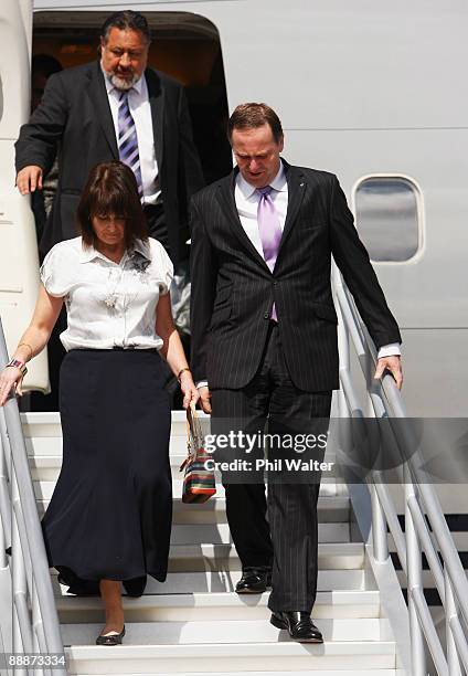 New Zealand Prime Minister John Key and his wife Bronagh Key arrive at the Fua'amotu International Airport on July 7, 2009 in Nuku'alofa, Tonga. The...