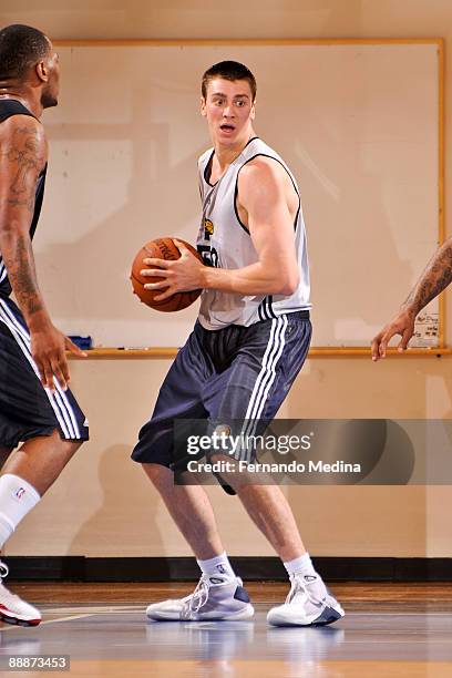 Tyler Hansbrough of the Indiana Pacers holds the ball against the New Jersey Nets/Philadelphia 76ers during the game on July 6, 2009 at the RDV...
