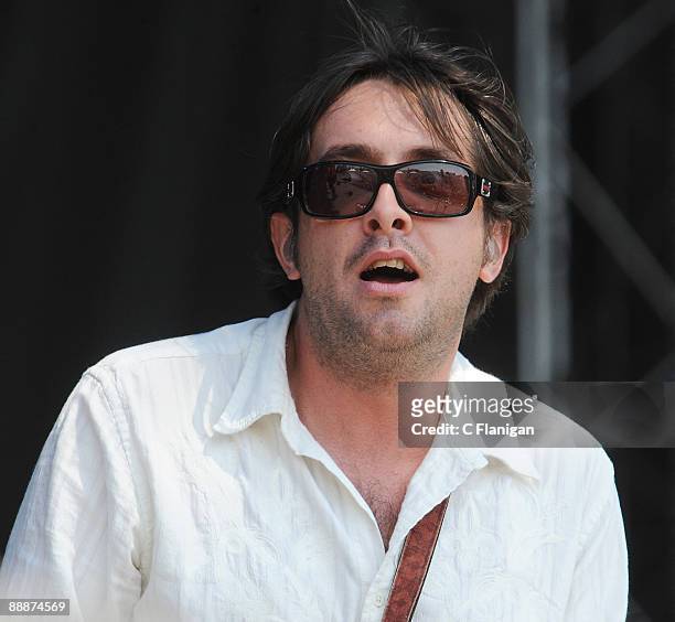 Vocalist/Mandolinist Jeff Austin of the Yonder Mountain String Band performs during Day 4 of the 2009 Rothbury Music Festival on July 5, 2009 in...
