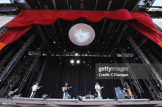 Banjo Player Dave Johnston, Guitarist Adam Aijala, Vocalist/Manddolinist Jeff Austin and Bassist Ben Kaufmann of the Yonder Mountain String Band...