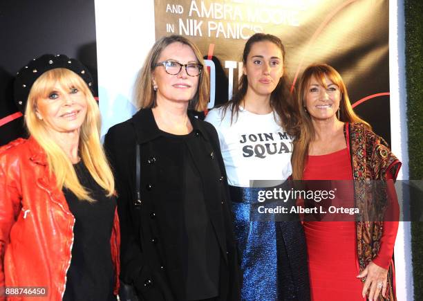 Actresses Britt Ekland, Maud Adams, producer Ambra Moore and Jane Seymour arrive for the Premiere Of "And The Winner Isn't" at Laemmle Music Hall on...