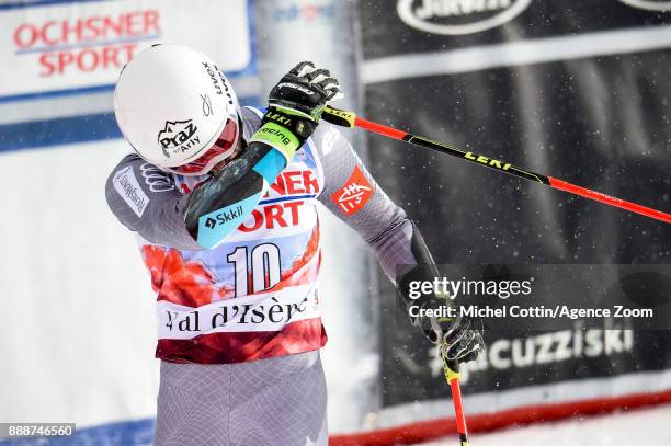 Thomas Fanara of France celebrates during the Audi FIS Alpine Ski World Cup Men's Giant Slalom on December 9, 2017 in Val-d'Isere, France.