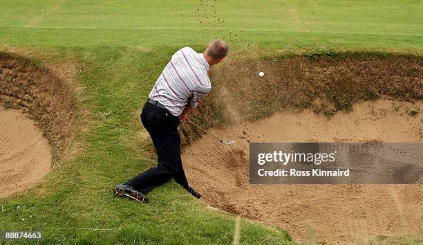 David Carter of England on the par three 7th hole during local final qualifing for the 2009 Open Championship at Western Gailes Golf Club on July 6,...